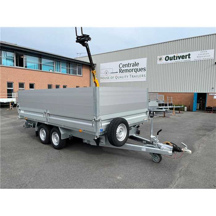 Remorque Humbaur HTK 3500.41 - pompe hydraulique électrique - 3500 kg - 4100 x 2100 x 350 mm - suspension "Parabelfederung" Remorque Humbaur HTK 3500.41 - pompe hydraulique électrique - 3500 kg - 4100 x 2100 x 350 mm - suspension "Parabelfederung"